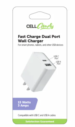 CellCandy Fast Charge Dual Port Wall Charger