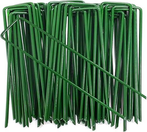 6 Inch Garden Stakes Galvanized Landscape Staples,U-Type Turf Staples for Artificial Grass, Rust Proof Sod Pins Stakes for Securing Fences Weed Barrier, Outdoor Wires Cords Tents Tarps, 50 Pcs
