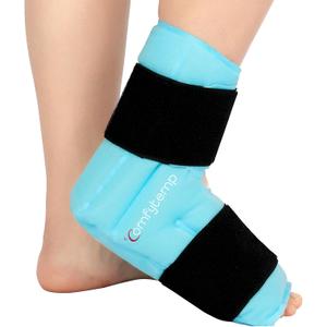 Comfytemp Ankle Foot Ice Pack Wrap for Plantar Fasciitis Relief, Ankles Brace for Sprain, Heel Spur, Swelling, Achilles Tendonitis, Cold Bag for Injuries Reusable, Hot Cold Compress, 1 Pack (Blue)