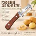 3-in-1 Multifunctional Vegetable Peeler for Kitchen, Sharp Stainless Steel Blade with Wooden Handle, Scallion Shredder and Bottle Opener Fruit and Vegetables. 2Pcs
