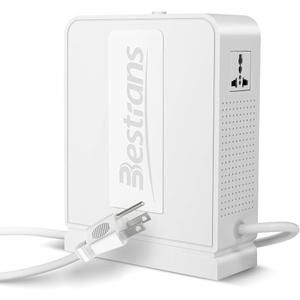 BESTRANS 1000W Step Up Transformer 110v to 220v Converter, Heavy Duty Voltage Converter 110v to 220v with Dual Outlets, Overload Protection & Ultra-Quiet Design for Home Appliances, Pearl White