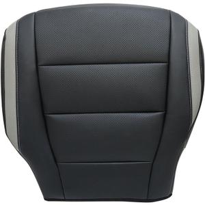 Front Driver Side Bottom Perforated Seat Cover Microfiber Leather Black with Gray Line #RB Compatible with Ford F150 2017 2018 2019 2020