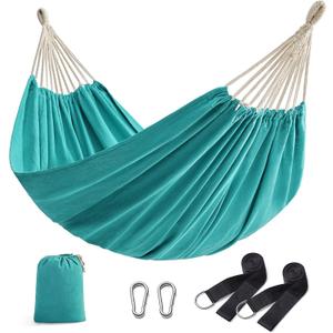 SONGMICS Double Hammock, 98.4 x 59.1 Inches, 660 lb Load Capacity, with Compression Bag, Mounting Straps, Carabiners, for Terrace, Balcony, Garden, Outdoor, Camping, Turquoise UGDC15BU