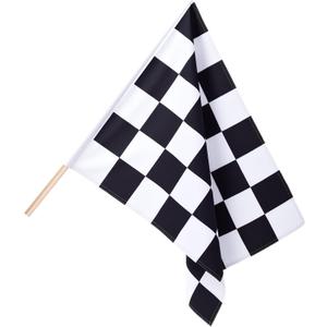 SmoothNovelty 36x36 Inch Checkered Racing Flag with 48" Pole - Auto Racing Sports Flags for Track Events, Athletic Competitions, Outdoor Sports, Polyester with Reinforced Edges(Classic)