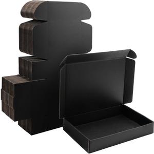 12x9x2 Black Shipping Boxes Small - 25 Pack Corrugated Cardboard Mailer Boxes for Packaging, Mailing, Gift Giving | Sturdy, Recyclable, Perfect for Small Business Supplies, Ecommerce