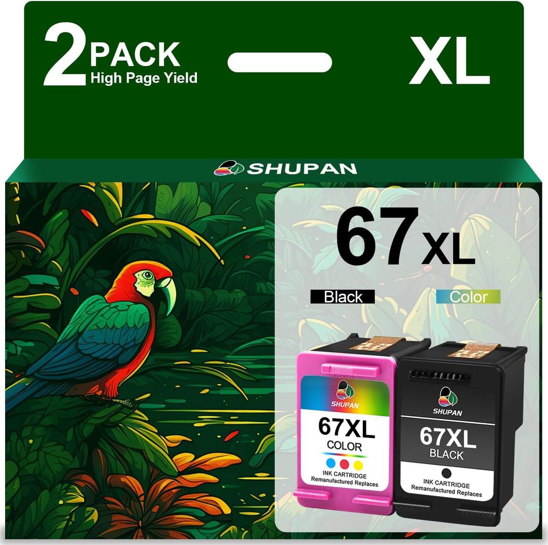 67XL Ink Cartridges Black/Color Combo Pack Replacement for HP 67 XL 67 Ink Work for Envy 6000 6055 6055e 6400e 6455e 6458e Envy Pro 6455 6458 (Black and Color)