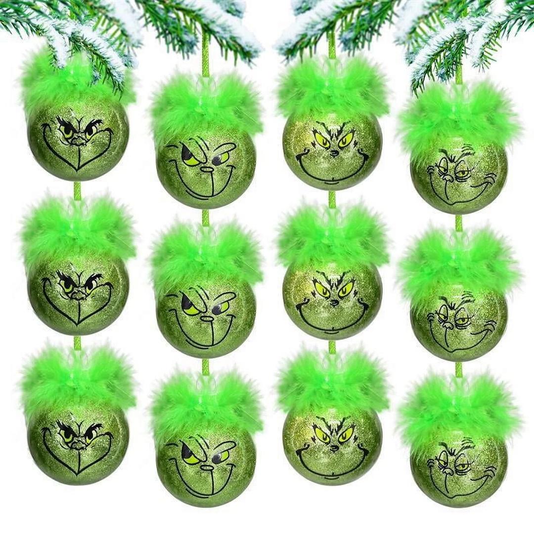 12 PCS Large Cute Grinch Christmas Tree Ornaments