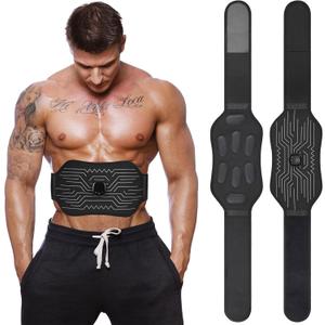FDA Cleared, Abs Stimulator Muscle Toner - Abdominal Training Fitness Belt Portable Sport Exercise Workout Equipment (Black White)