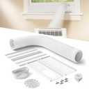 Portable Air Conditioner Window Vent Kit with 80" Length, 5.9" Diameter Exhaust Hose, 13Pcs Universal PVC AC Window Slide Seal with 4 Panel(17" to 63") for Horizontal&Vertical
