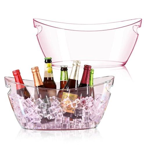 Ice Bucket 2 PCS, Ice Buckets for Parties, Mimosa Bar Supplies Beverage Tub for Valentine's Day Champagne Beer Sparkling Wine Cocktails（5.5L）Extra Large Model (pink) 16.5 * 7.3 * 6.8inch