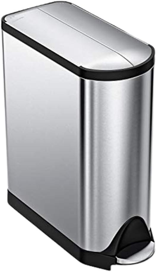 simplehuman 40 Liter / 10.6 Gallon Dual Compartment Butterfly Lid Kitchen Recycling Step Trash Can, Brushed Stainless Steel