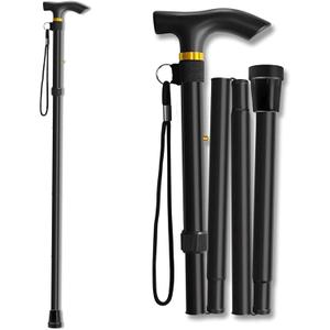 Walking Cane, Folding Cane for Man & Women, Portable Lightweight | 5-Level Adjustable Height, Collapsible Cane for Seniors Balancing Mobility Aid