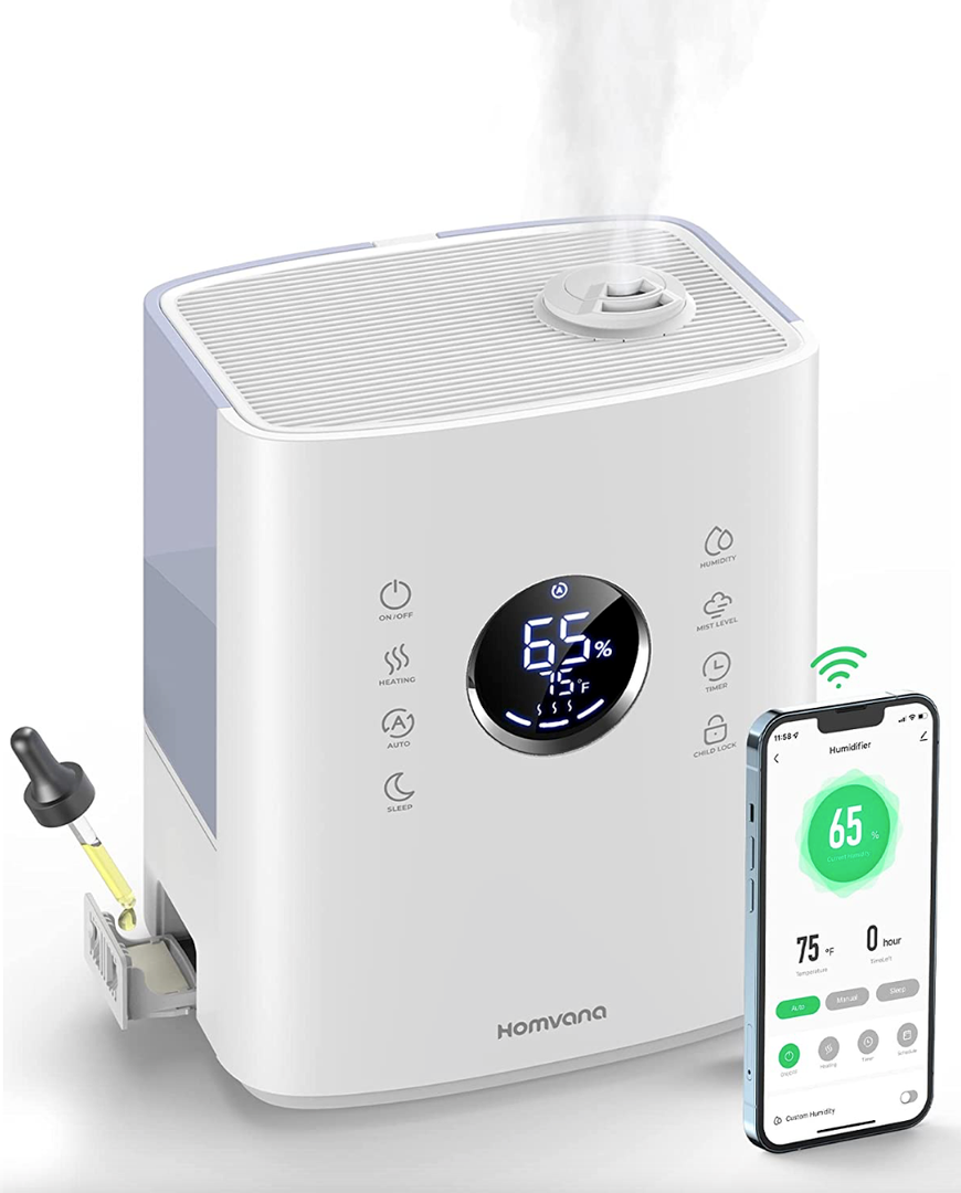 Homvana Smart Whole House Humidifier H111S, 6.5 L Warm & Cool Mist Humidifiers With App Control