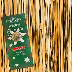 Kurt Adler Gold Tinsel Icicles Strands 2000 18“ Icicle Strand Garlands Per Package