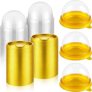 200 Pcs Mini Cupcake Containers Individual Clear Plastic Cupcake Boxes Muffins Cheesecake Pastry Dessert Mooncake Containers with Dome Lids for Wedding Birthday Party