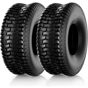 RONPOW 15x6.00-6 Tubeless Lawn Mower Tires, 4 Ply, 2 Pack