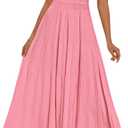 PRETTYGARDEN Summer Dresses for Women 2026 Spring Casual Sleeveless V Neck Pleated Midi Work Cocktail Wedding Guest Dress, Pink, Medium