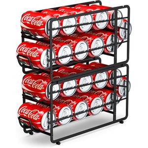 CANYAVE Soda Can Organizer Storage Rack, 2 Pack Stackable Beverage Soda Can Dispenser Organizer Holder for Refrigerator, Cabinet, Pantry (Black)