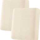 H.VERSAILTEX Super Stretch Individual Seat Cushion Covers Sofa Covers Couch Covers Slipcover Sets Thick Jacquard Textured Twill Fabric (2 Piece Medium Sofa Cushion Covers, Cream)