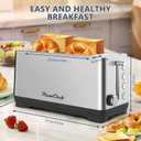 Plum chef 4-Slice Toaster, Extra Wide Long SIot Toaster, 6 Browning Settings, Bagel/Defrost/Reheat Functions, Removable Crumb Tray, Stainless Steel Housing 135oW (Stainless Steel)