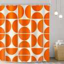 Riyidecor Orange Geometric Modern Shower Curtain 72Wx72H Inch Mid Century Shower Curtain Abstract Boho Retro Minimalist Contemporary Bathroom Decor Fabric Polyester Waterproof 12 Pack Hooks