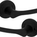Kwikset Henley Interior Passage Door Handle, Lever For Closet and Hallway Doors, Reversible Non-Locking Handle Lever, Matte Black, with Microban Protection (1 Pack)