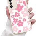 Designed for Samsung Galaxy A15 5G Case with Cute Pink Daisy Flower Design Women Girls Soft TPU Bumper Protective Leather Shockproof Case