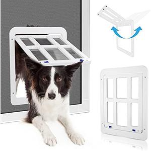 PETLESO Dog Door for Sliding Door, Lockable Dog Screen Door with Magnetic Closure Easy Install Pet Door for Dogs Cats, 11.2"x14.4" White