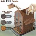 FlowaFoli Bird Feeders for Outdoors, Metal Bird Feeder with Double Suet Cage Weatherproof Metal Roof, 2 in 1 Mixed Seeds Suet Feeder, 4Lbs Large Capacity, Great for FinchCardinalChickadeeBrown
