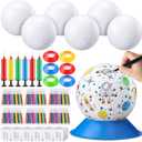 6 Pack Paint Your Own Ball with Washable Markers, Custom Color with Pump, DIY Gifts Craft Kit for Boys Girls Indoor Outdoor (Soccer)