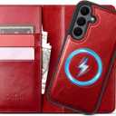 DJBull 2-in-1 Detachable Wallet Case for Samsung Galaxy S26 Plus RFID Blocking Flip Folio with Card Holder | PU Leather Shockproof Protective Cover Women Men for Samsung S26 Plus Phone Case Red