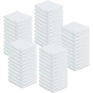 100% Cotton Terry Towels Cleaning Cloths Pack of 50 (12x12 Inches) White Cotton Terry Cloth Bar Rags White Bar Towels, Multipurpose High Absorbent Terry Towels for Cleaning Auto Detailing or Painters