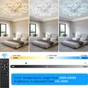 35''Ceiling Fans with Lights, Modern Ceiling Fan with Lights and Remote, Dimmable Bladeless Ceiling Fans Light, Low Profile Ceiling Fan 6 Speed Reversible Blades Timing 130W for Kids Bedroom White, 35.4 *35.4*7 inches
