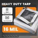 Keten Tarps Heavy Duty Waterproof 20X30 Feet, Extra Thick 16 Mil, Tear & Fade Resistant, UV Blocking, Outdoor Tarp with Reinforced Grommets for Roof, Camping, Patio, Pool, Boat(Silver/Black)