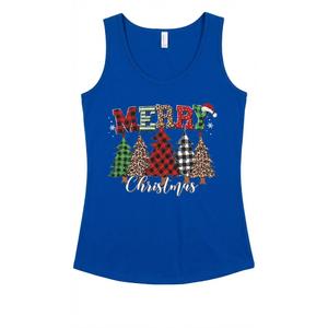 Funny Merry Christmas Tree Xmas Buffalo Plaid Women Men Tank Top XL