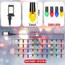 Christmas Pine Cones String Lights 110V Plug in 200 LED 131 FT C7 Fairy Twinkle String Lights 8 Modes Incandescent Light for Indoor Outdoor Wedding Party Christmas Decoration