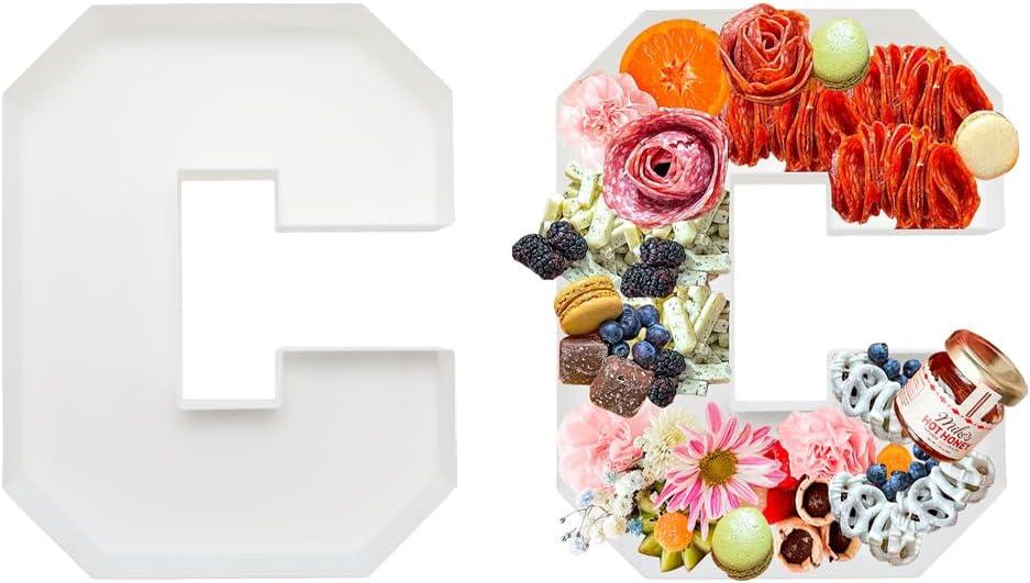 10 Inch Plastic Fillable Letter for Charcuterie, Party Table Centerpiece, Waterproof (C Style)