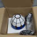 Bedside Wall Mount Lamp with Dimmable Switch, Industrial Vintage Gooseneck Wall Sconce with Plug in Cord, Wavy Blue Stained Glass Shade Wall Light Perfect for Bedroom, Living Room