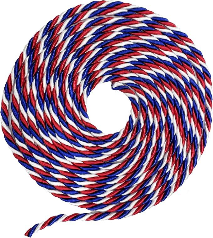 Red/White/Blue 4mm 3/16" Twist Cord – 10 Yards | Decorative Patriotic Trim for Crafts, Sewing, Gift Wrapping, and Home Décor