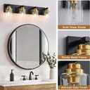 Black and Gold Bathroom Light Fixture, 4 Light Brushed Gold Vanity Light, 27.5" Modern Farmhouse Bathroom Lighting Fixtures Over Mirror, with Clear Glass Shade, Vanity Lights for Bedroom Hallway