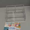 STORi Clear Plastic Small Countertop Vanity Makeup Organizer, Compact Rectangular 4-Compartment Holder for Brushes, Eyeshadow Palettes, & Beauty Supplies, Made in USA