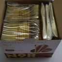 N9R 500PCS Gold Plastic Silverware - Gold Plastic Cutlery Set Disposable Flatware Dinnerware -200 Forks, 150 Spoons, 150 Knives for Party, Birthday, Wedding Utensils