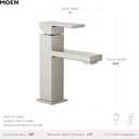 Moen Revyl Matte Black One-Handle Single Hole Modern Bathroom Sink Faucet with Optional Deckplate and Spring Loaded Drain Assembly, 84771BL