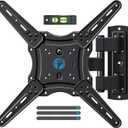 Pipishell Full Motion TV Wall Mount for 26-65 inch Flat or Curved TVs up to 77 lbs, TV Bracket Wall Mount with Articulating Arms, Extension, Tilt, Swivel, Leveling, Max VESA 400x400mm, PIMF7