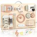Joyreal Montessori Busy Board for Toddlers - Wooden Sensory Board Activity Board for Fine Motor Skills, Travel Baby Busy Board Sensory Toys for Kids : Toys & Games