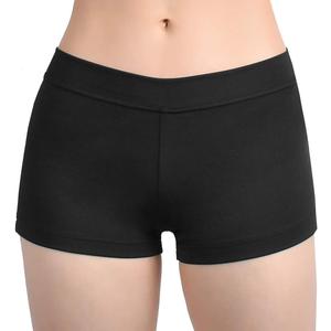 SUPRNOWA Boy Cut Low Rise Booty Shorts - Spandex Active Dance Yoga Workout Fitness Shorts for Women (Black, M)