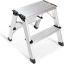 2 Step Ladder, Aluminum Folding Step Ladder, Portable Small Kitchen Step Stool, Lightweight with Widen Pedals by Glosiory, Solid Handy Metal Step Stool for Home, Kitchen, RV, SUV, Garage, 330lbs