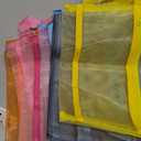 Fassave 6 Pack Mesh Zipper Pouch Bags, Double Layer Nylon Pouch with Handle for Office Travel Organization (Multicolor, A5)