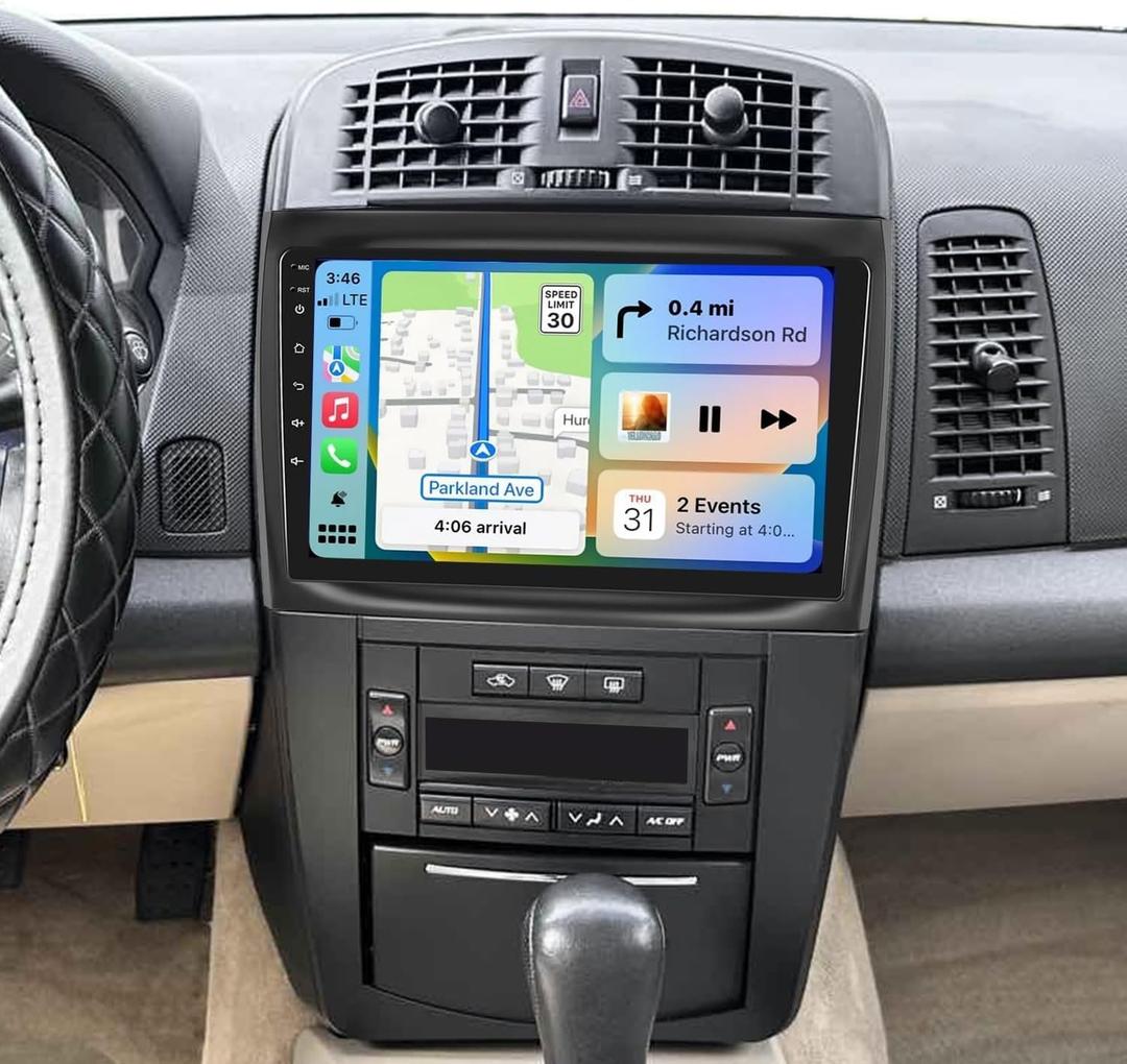 10" Android Car Stereo Radio for Cadillac CTS 2003-2007, for Cadillac SRX 2004-2008 Car Double Din Radio with Carplay Android Auto GPS Navigation BT FM AHD Backup Camera Mic