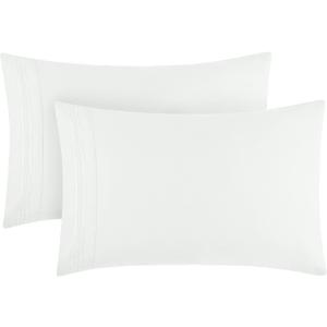 Mellanni Pillow Cases - Luxury, Extra Soft | Cooling Pillow Covers - 2 PC Iconic Collection Pillowcases - Envelope Closure(Standard/Queen 20" x 30", Ivory)